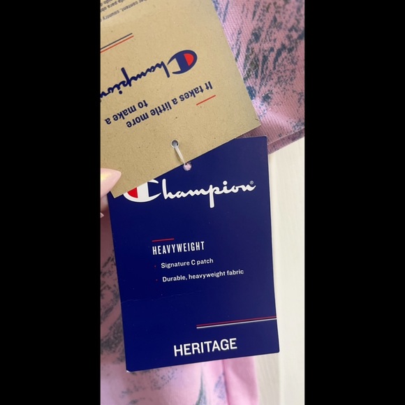 NWT Pink Champion Heritage Tee, Crayon Blur, Sz S - Picture 5 of 6